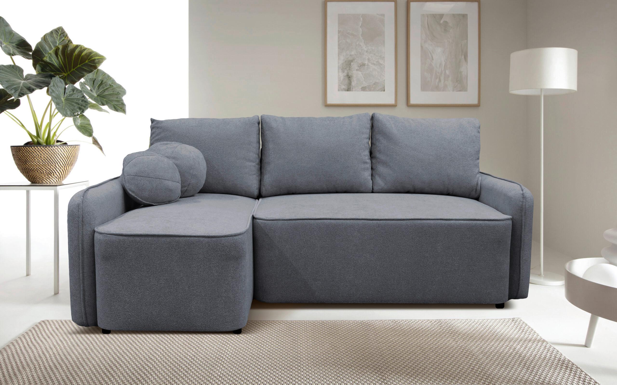 Ecksofa Fancy Grau 143x209 cm - Schwarz/Grau, Design, Textil (143/209cm) - MID.YOU