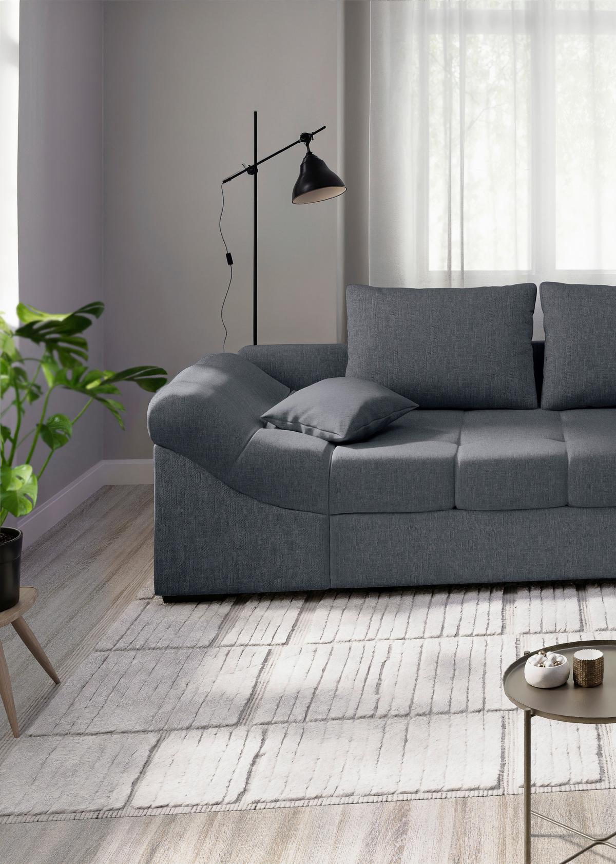 Eckschlafsofa Alvito Anthrazit S: 298x202 Cm - Anthrazit/Schwarz, MODERN, Textil (298/202cm) - MID.YOU