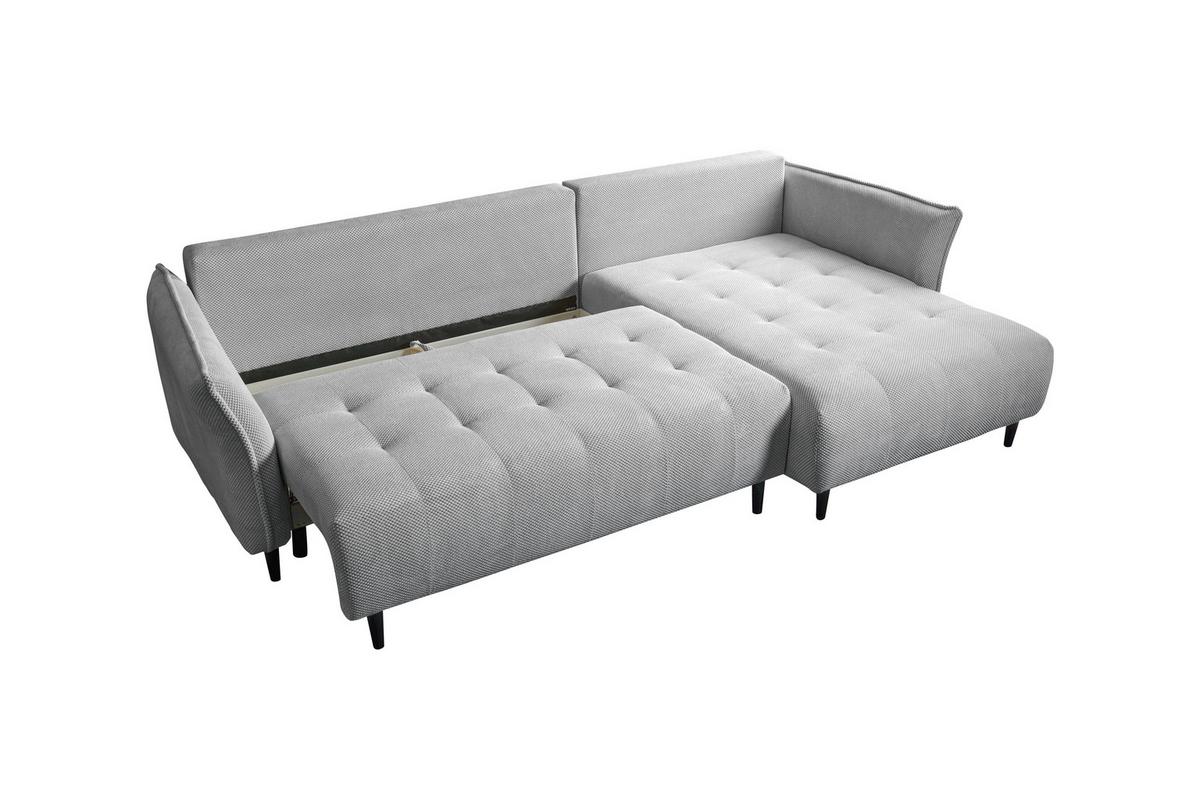 Ecksofa Monte Carlo Hellgrau S: 160x290 Cm - Schwarz/Grau, Trend, Holz/Holzwerkstoff (160/290cm)