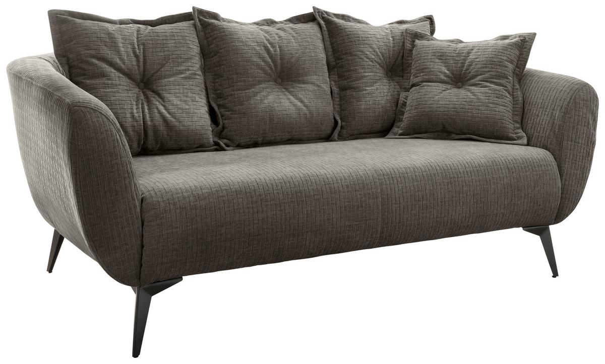 2,5-Sitzer Baggio Graubraun B: 196 cm - Graubraun/Schwarz, MODERN, Textil (196/94/103cm) - Livetastic