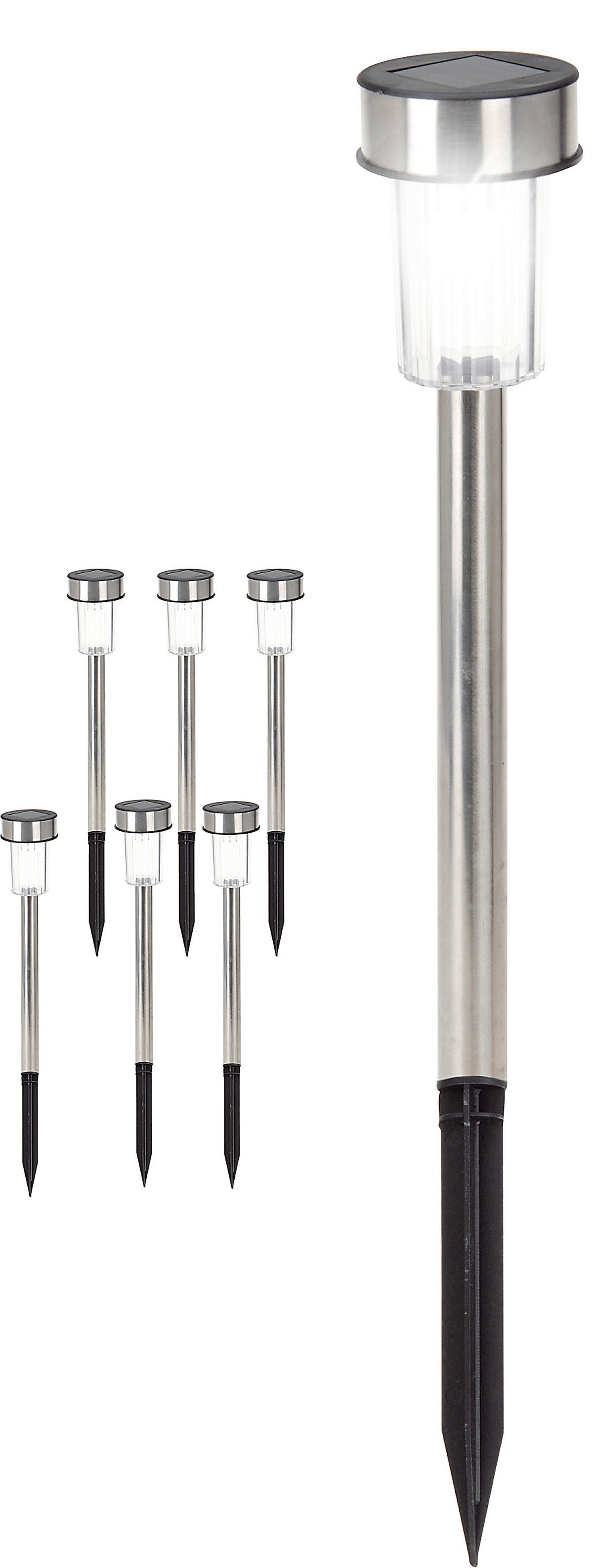 Solárne svietidlo Sixtie V: 36,5cm, 6ks/bal. - farba ušľachtilej ocele/chrómová, kov (4,8/36,5cm) - Modern Living