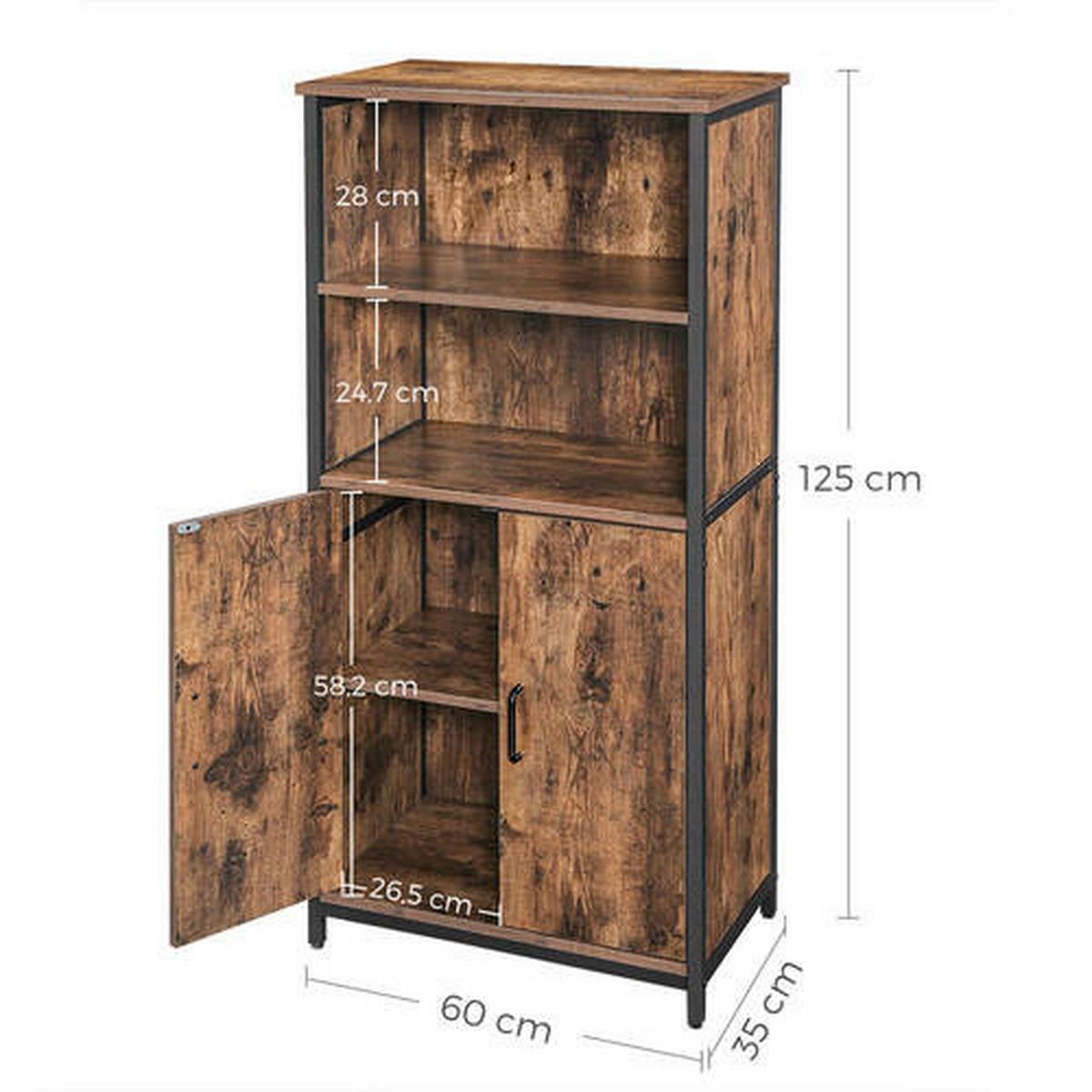 Vysoká komoda vintage - černá/hnědá, Trend, kov/kompozitní dřevo (60/124,5/35cm) - Boxxx