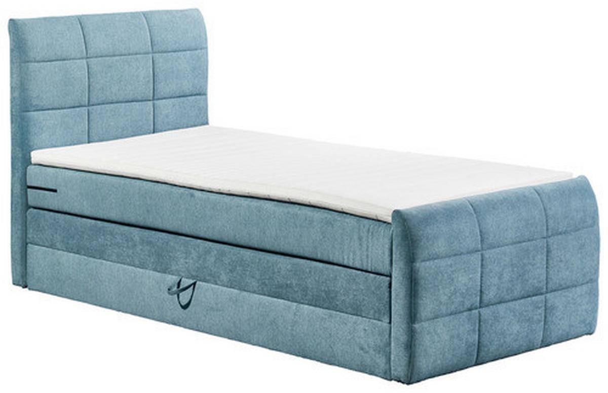 Boxspring postel  KUBA 100x200 cm modrá - modrá, Basics, kompozitní dřevo/textil (100/200cm) - MID.YOU