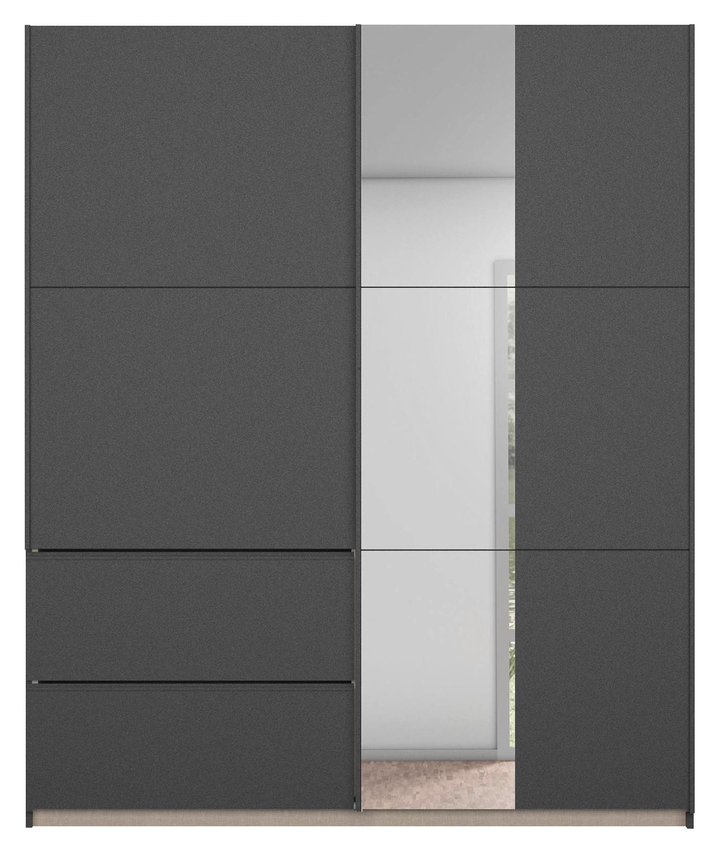 Šatní Skříň Se Zrcadlem Sevilla, Sivá, 175cm - šedá, Konvenční, kov/kompozitní dřevo (175/210/59cm) - Modern Living