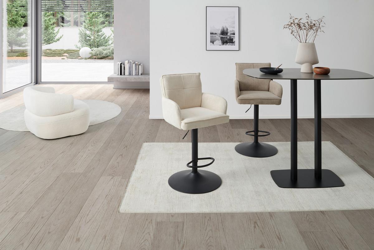 Barhocker Kai Grau Höhenverstellbar Mit Lehne - Schwarz/Grau, KONVENTIONELL, Textil/Metall (57/100-121/57cm) - MID.YOU