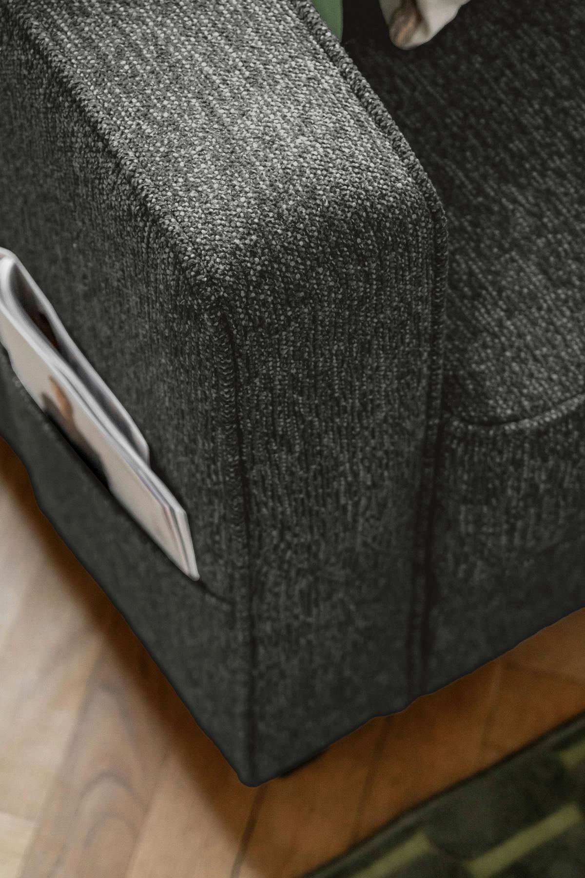 Ecksofa Molly Dunkelgrau S: 233x198 cm - Dunkelgrau/Schwarz, Textil (233/198cm) - MID.YOU