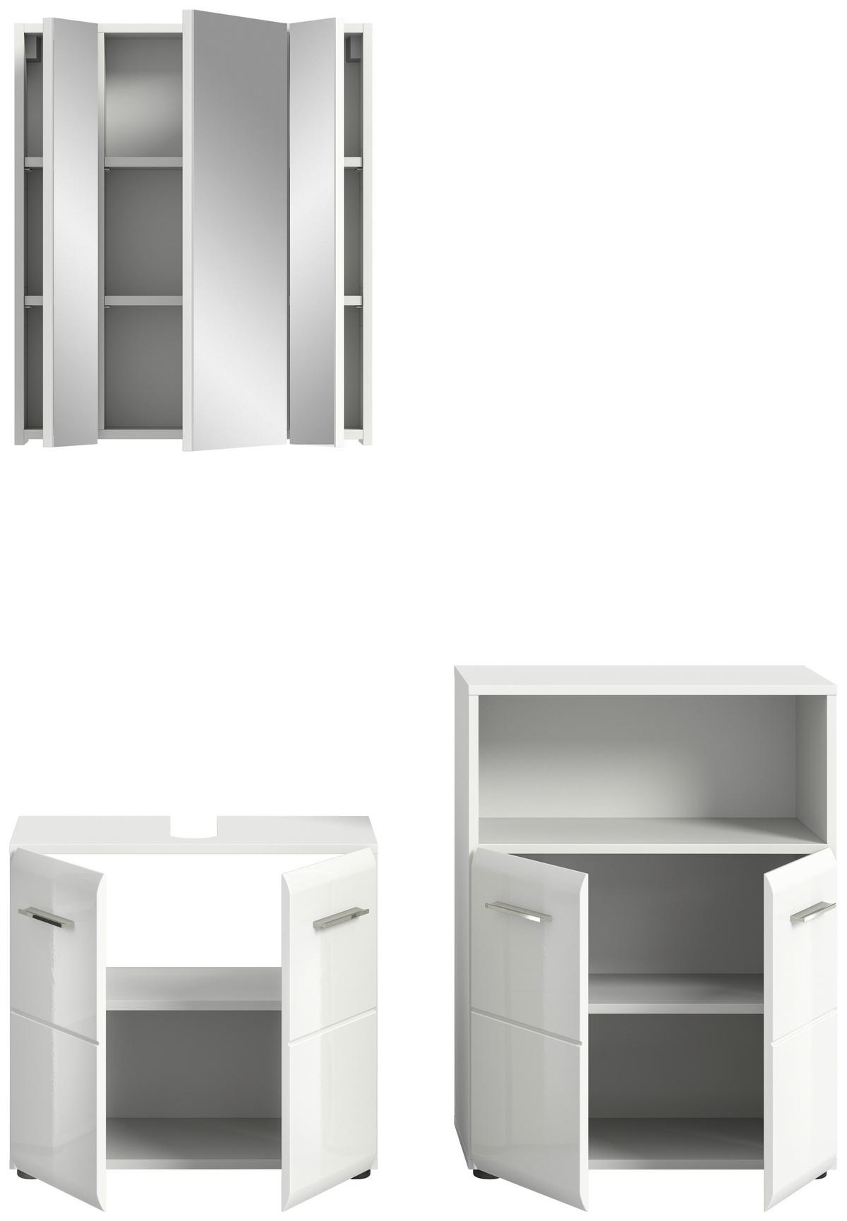 Badezimmer Ice Weiß Hg B: 120 cm - Weiß Hochglanz/Schwarz, MODERN, Glas/Holzwerkstoff (120cm) - MID.YOU