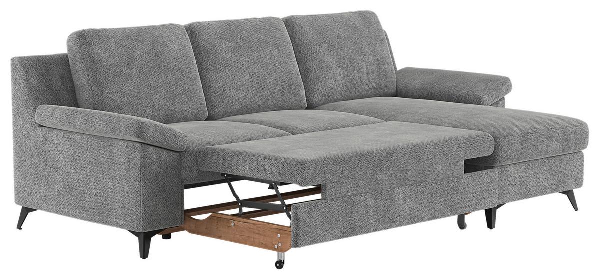 Ecksofa Boom, Grau S: 245x156 cm - Schwarz/Grau, KONVENTIONELL, Textil (245/156cm) - Cotta