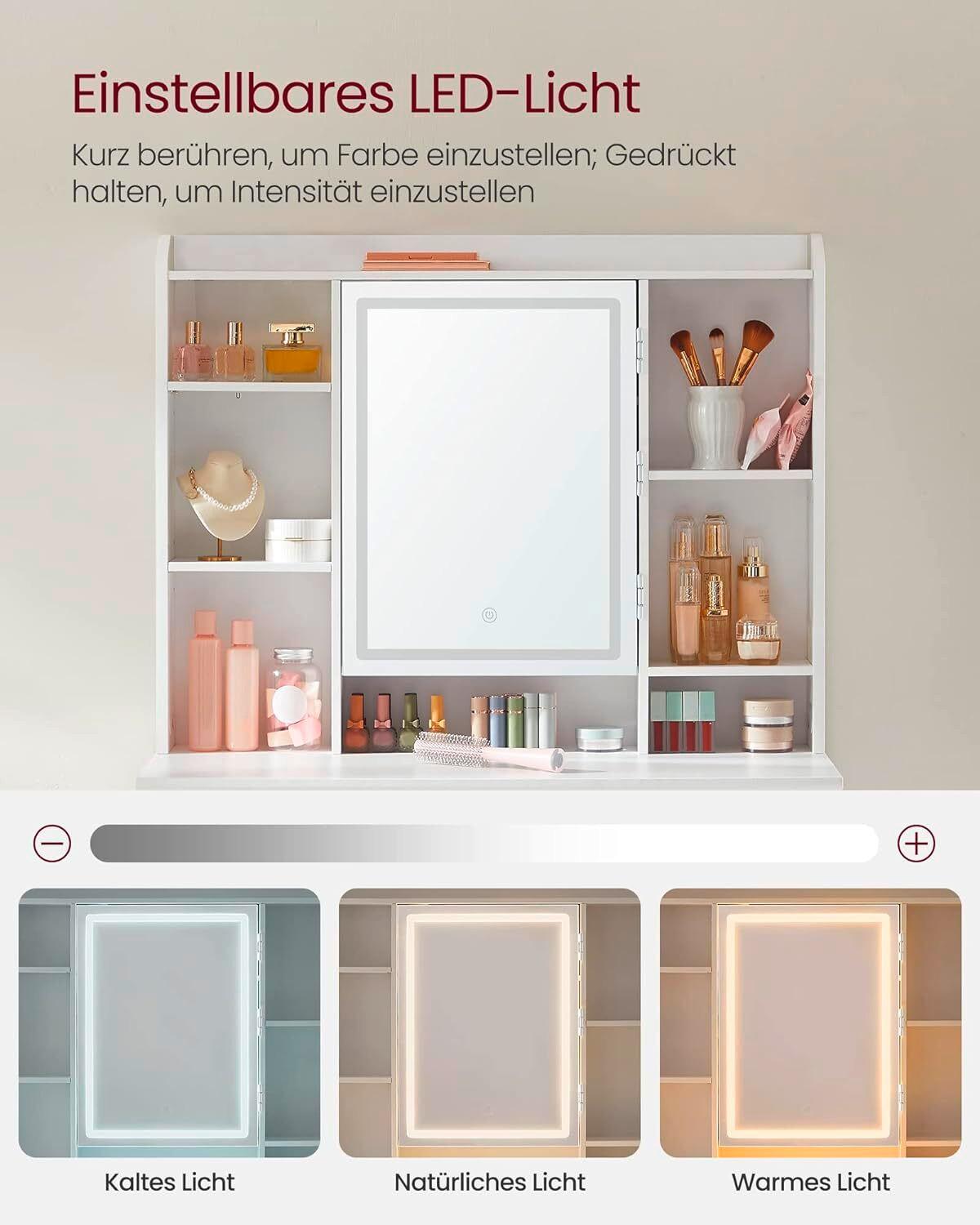 Schminktisch B: 40 cm Weiß - Weiß, Trend, Glas/Holzwerkstoff (90/40/144,7cm) - Boxxx