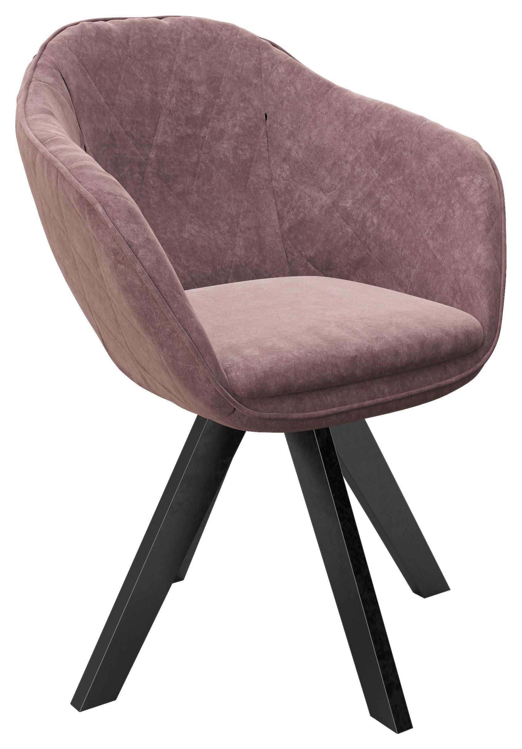 Armlehnstuhl Amanda Rosa Gepolstert - Schwarz/Rosa, KONVENTIONELL, Textil/Metall (61/80/57cm) - Playboy