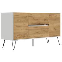 Sideboard Posseik Industrial Weiß/Eichefarben B: 139 cm - Eichefarben/Weiß Hochglanz, Design, Holzwerkstoff (139/75,8/42cm) - MID.YOU