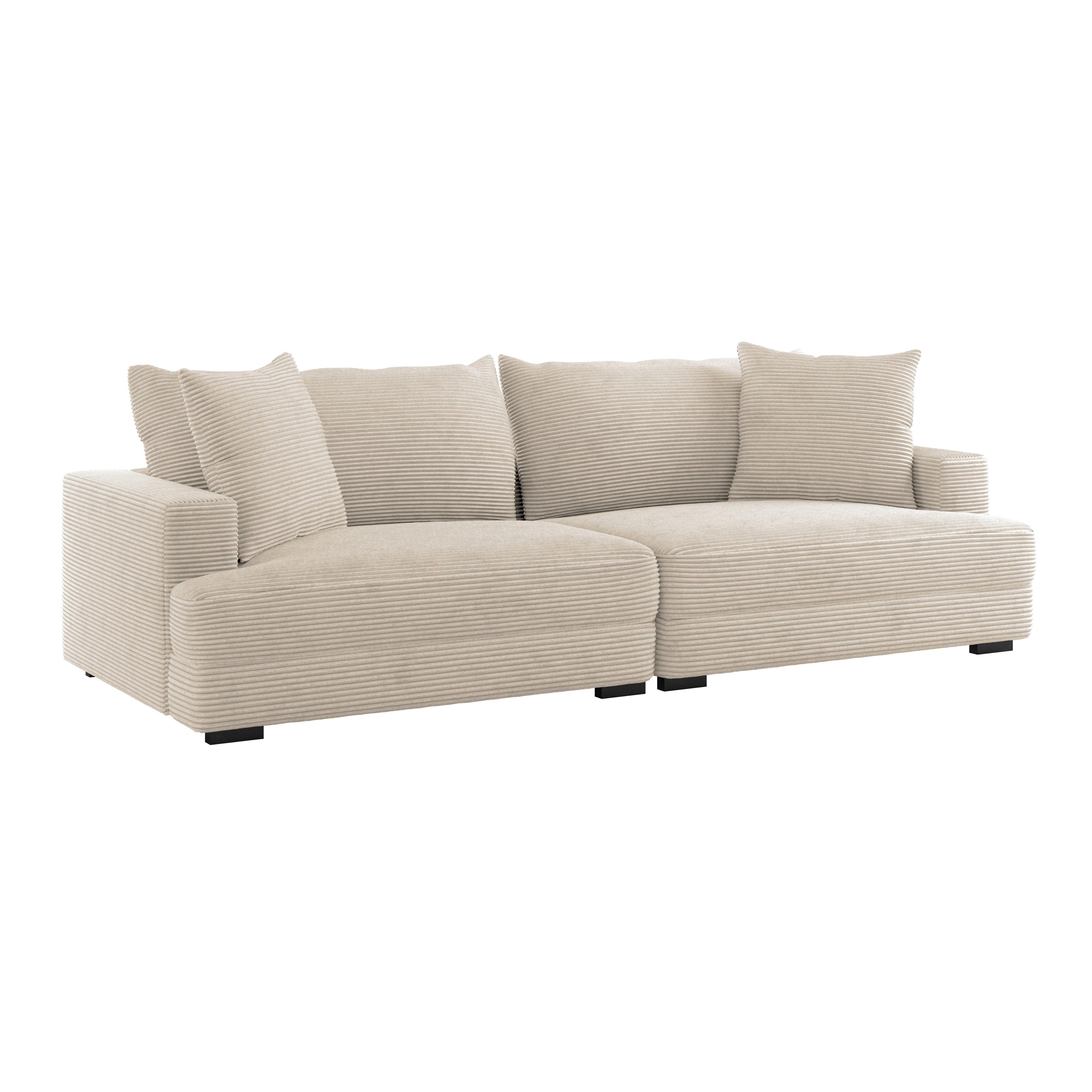 Big Sofa Pelle mit Kissen B: 261 cm Perlmutt - Wengefarben/Perlmutt, Trend, Textil (261/83/124cm) - Luca Bessoni