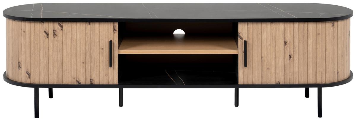 TV-Element Kajsa Schwarz/Eiche Dekor B: 160 cm - Eichefarben/Schwarz, Trend, Holzwerkstoff (160/45/40cm)