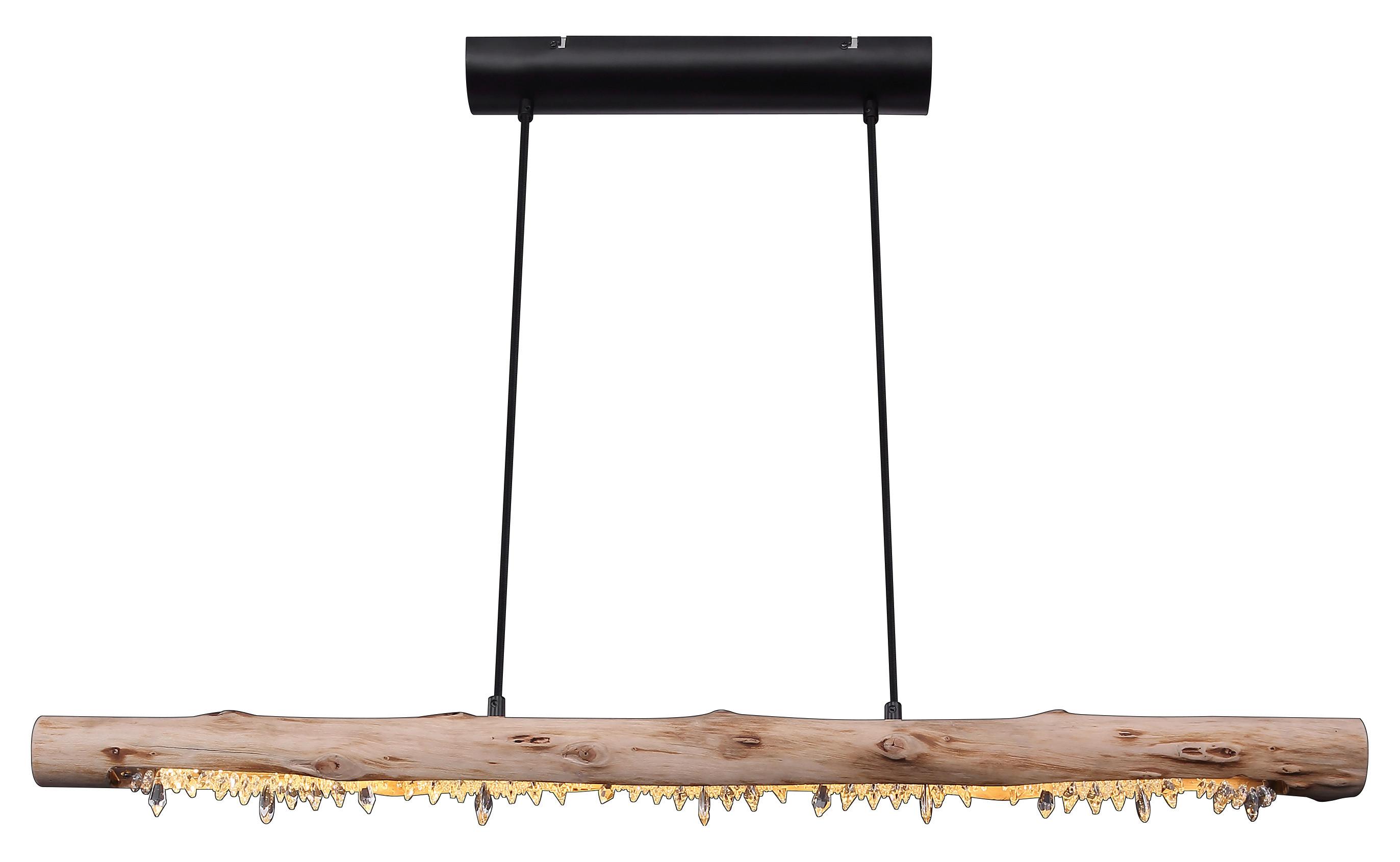 Hängeleuchte Felicitas H: 150 Cm 1-Flammig - Schwarz/Naturfarben, Basics, Holz/Kunststoff (100/8/150cm) - Globo