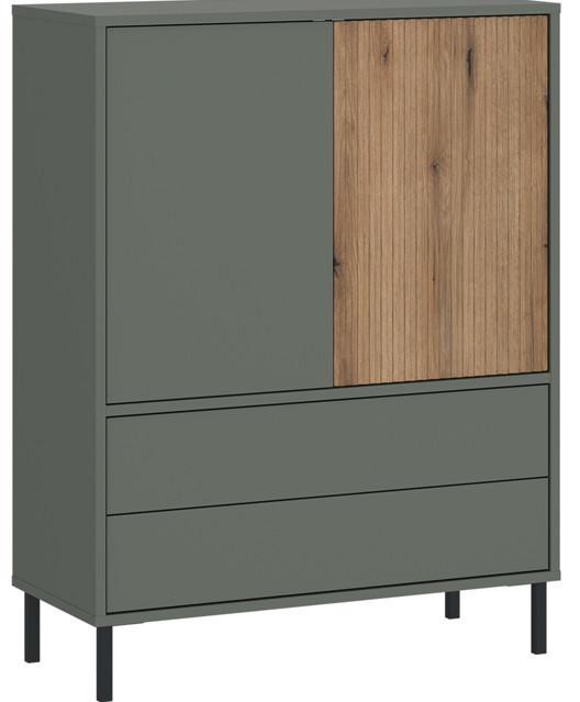 Kommode Pozzi Graugrün/Eichefarben B: 78,2cm - Eichefarben/Schwarz, Trend, Holzwerkstoff (78,2/105,2/40cm)