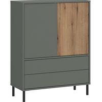 Kommode Pozzi Graugrün/Eichefarben B: 78,2cm - Eichefarben/Schwarz, Trend, Holzwerkstoff (78,2/105,2/40cm)