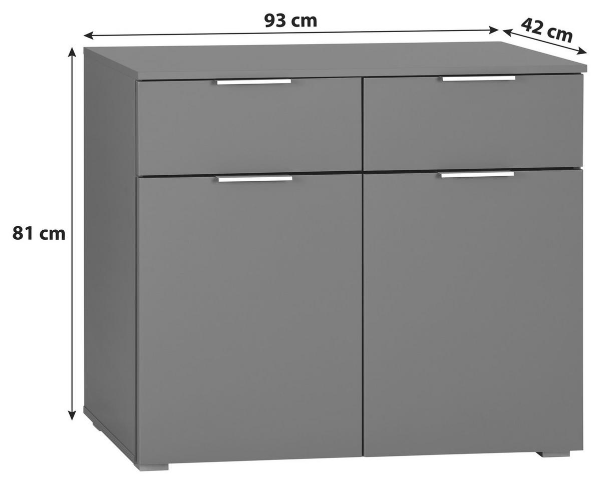 Kommode Alabama, Grau B: 80 Cm - Alufarben/Grau, MODERN, Holzwerkstoff (80/81/42cm) - Rauch Möbel