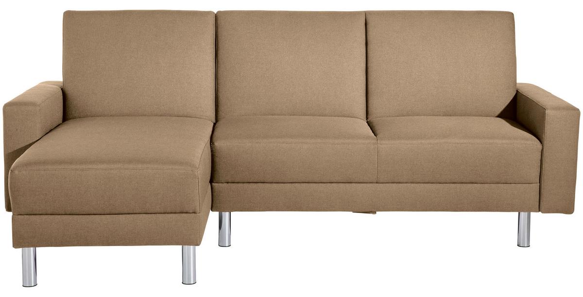 Ecksofa mit Schlaffunktion Just Fashion Sandfarben - Sandfarben/Chromfarben, KONVENTIONELL, Textil (152/230cm) - Max Winzer