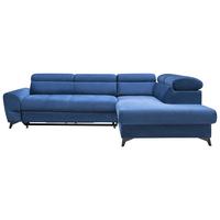 Ecksofa Mit Bettkasten Swan + Bettfunktion Blau Velours - Blau/Schwarz, MODERN, Textil (272/212cm) - MID.YOU