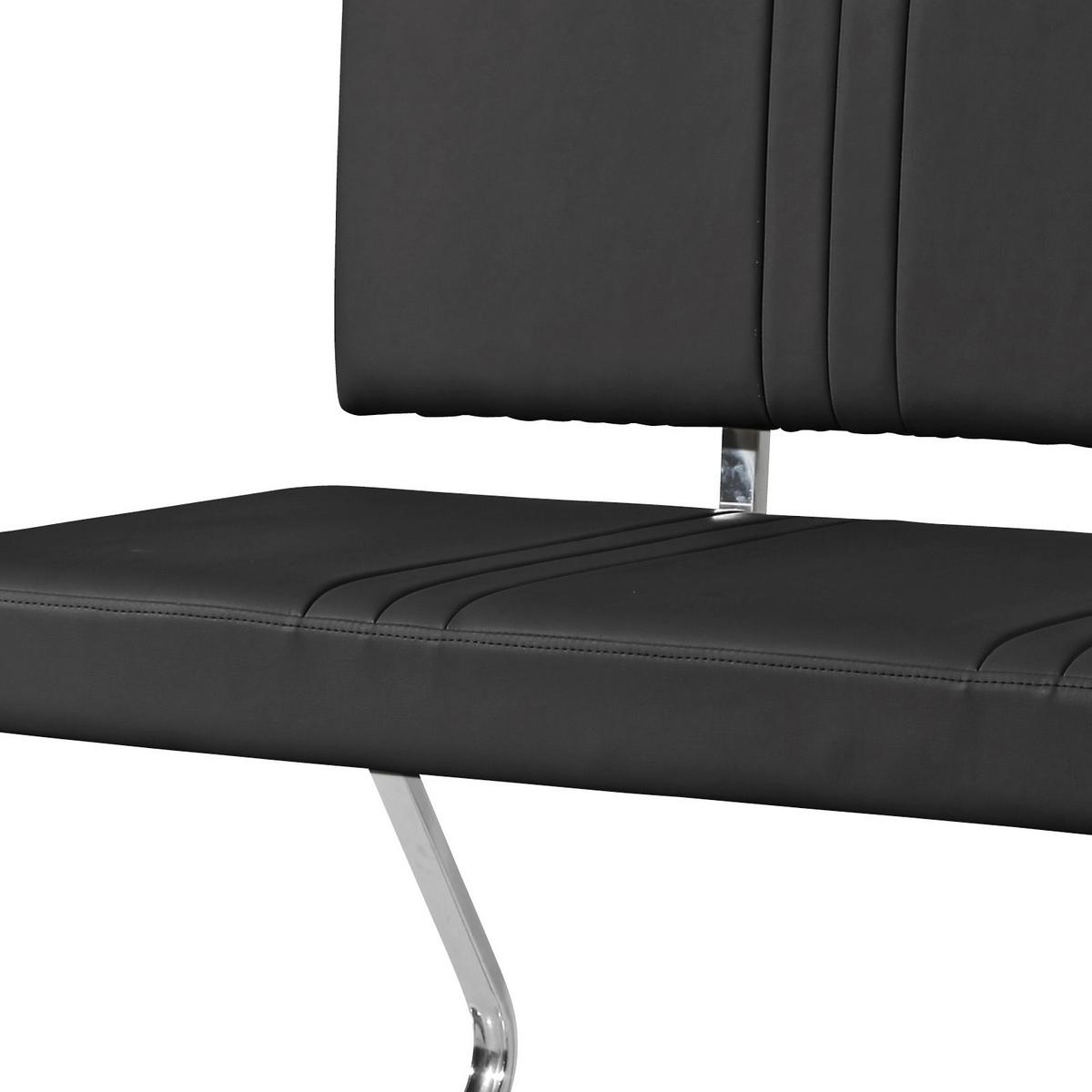 Sitzbank mit Lehne Gepolstert Schwarz Berlin II B: 130 cm - Chromfarben/Schwarz, KONVENTIONELL, Textil/Metall (130/82/55cm)