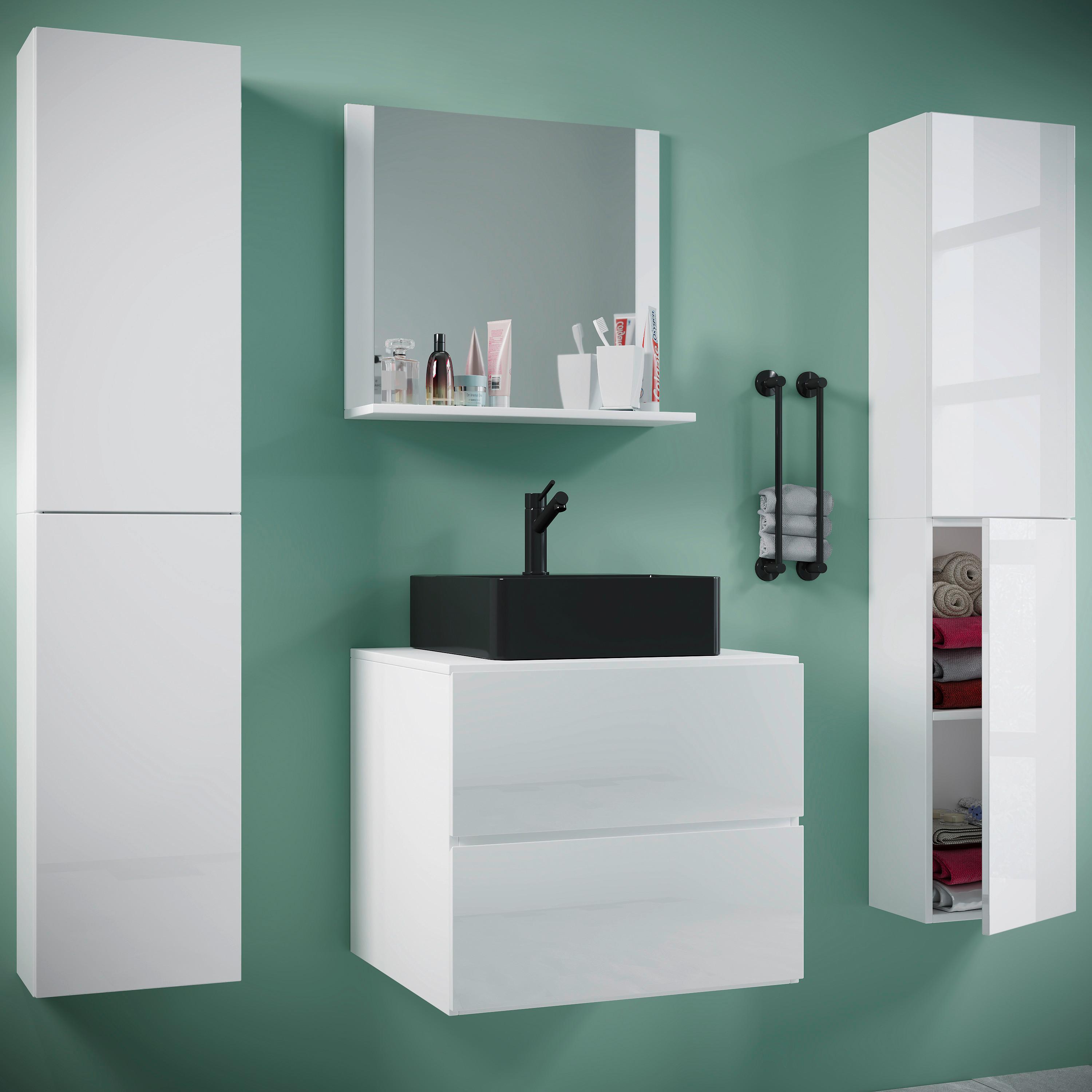 Badezimmer Lendas Bl XL - Schwarz/Weiß, MODERN, Glas/Keramik (127cm) - MID.YOU