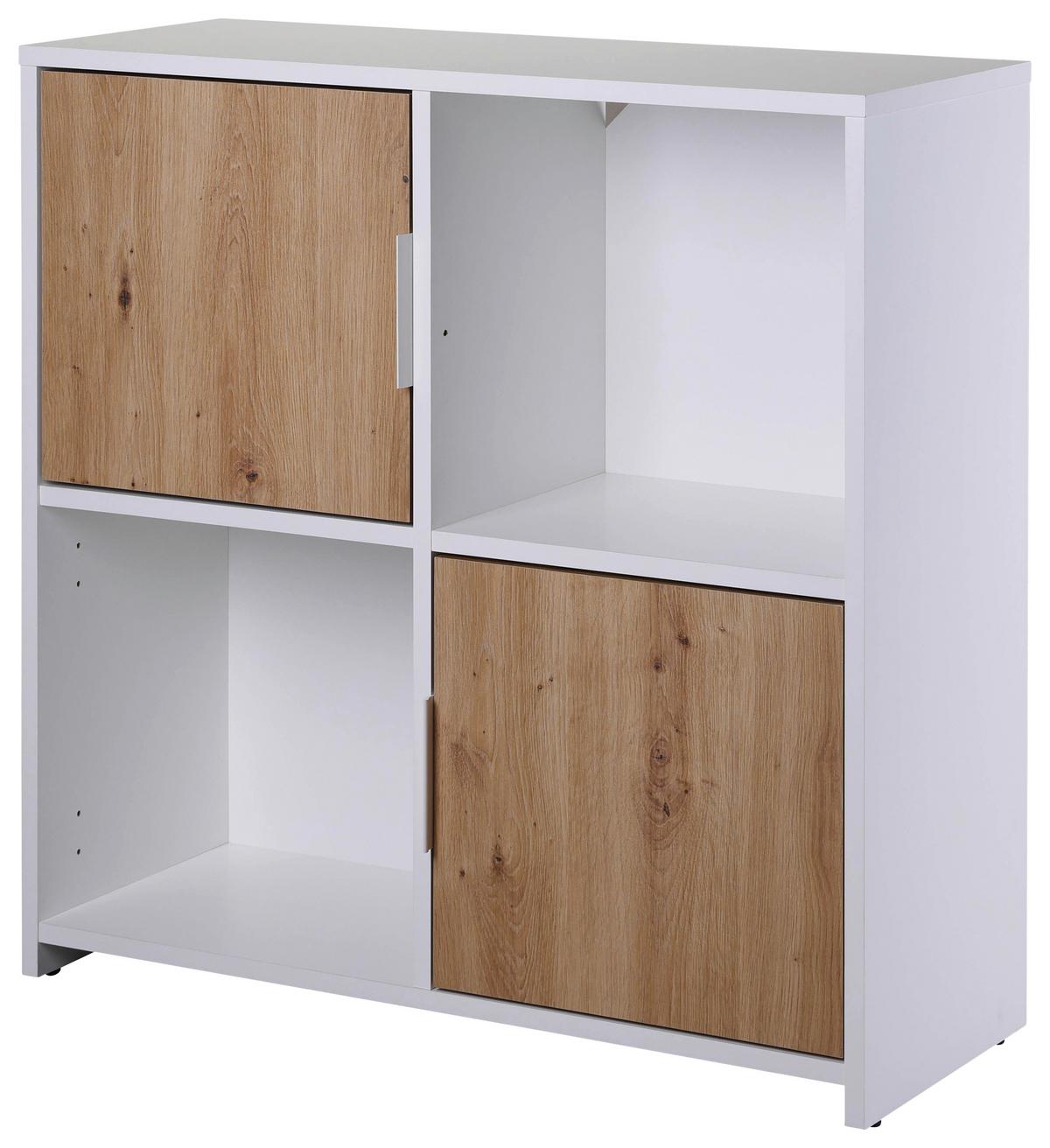 Regal Mit Schrank Pepeto B: 77cm Weiß, Eiche Artisan - Weiß/Eiche Artisan, Design, Holzwerkstoff (77/77/30cm) - Livetastic