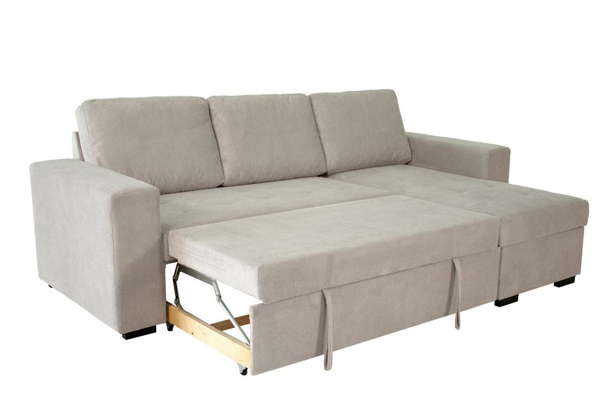 Ecksofa mit Schlaffunktion & Bettkasten Jan Greige - Greige, Trend, Textil (247/155cm)