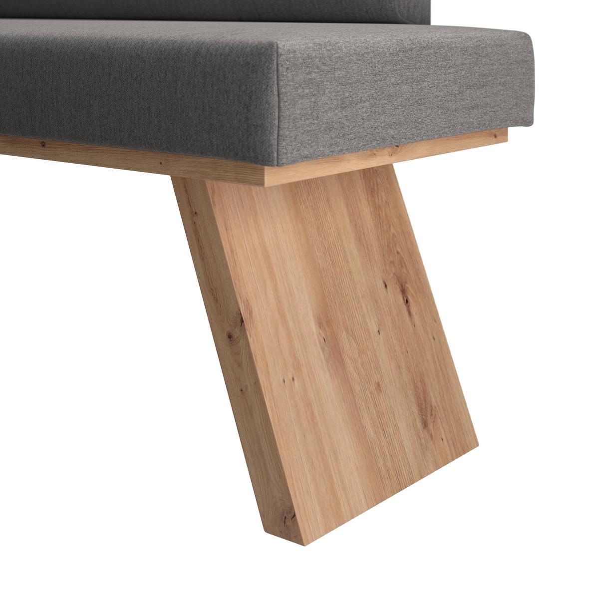 Eckbank Emma Ii Webstoff Grau, B: 150 Cm - Eichefarben/Grau, KONVENTIONELL, Holzwerkstoff/Textil (150/185cm)