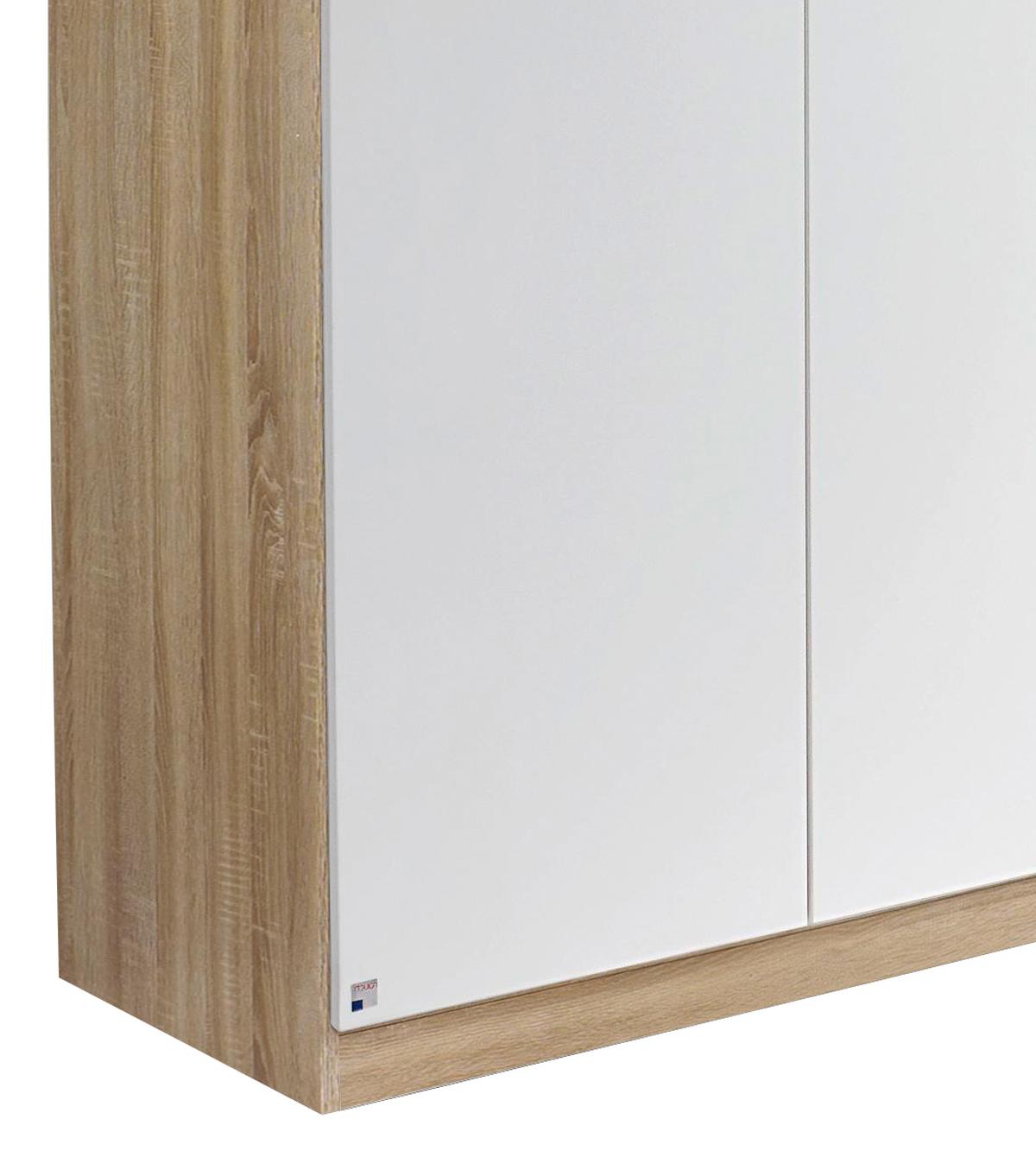 Drehtürenschrank Grifflos 91cm Freising, Weiß/ Eiche Dekor - Eichefarben/Weiß, MODERN, Holzwerkstoff (91/197/54cm) - Rauch Möbel