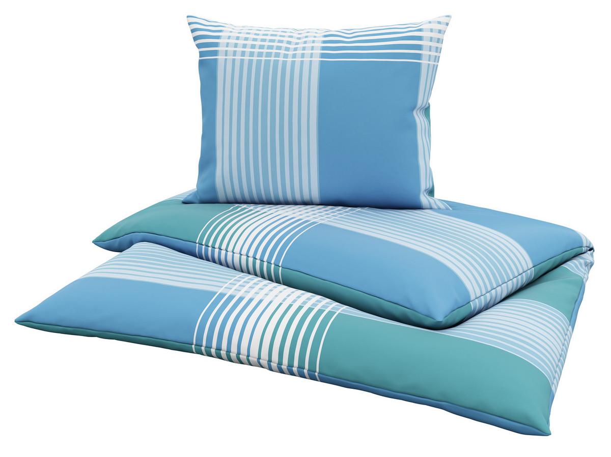 Seersucker Bettwäsche 140x200 cm Enja Baumwolle Blau/Türkis - Türkis/Blau, MODERN, Textil (140/200cm) - Luca Bessoni