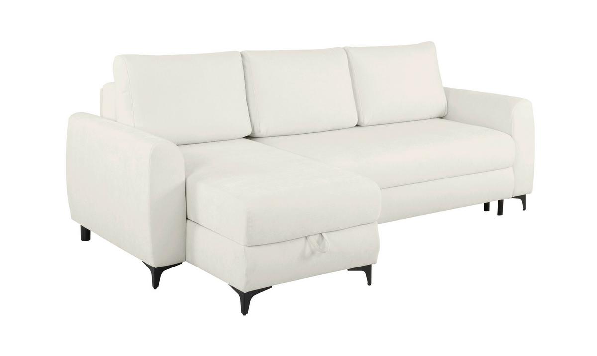 Ecksofa Moli, Weiß S: 236x148 cm - Schwarz/Weiß, Design, Textil (236/148cm) - MID.YOU