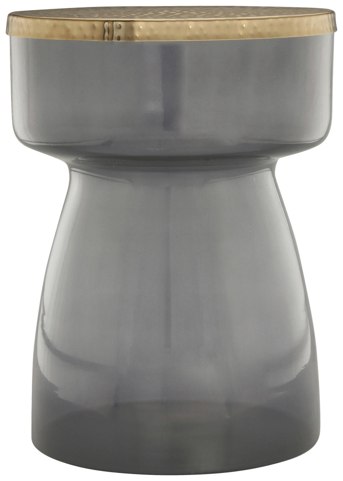 PRÍRUČNÝ STOLÍK ROMAN - sivá/zlatá, Design, kov/sklo (36/48cm) - Kayoom