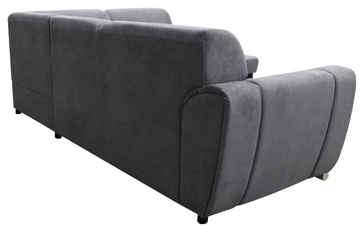 Ecksofa Mit Bettkasten Doris Rücken Echt Grau/schwarz - Silberfarben/Schwarz, Design, Textil (255/196cm) - MID.YOU