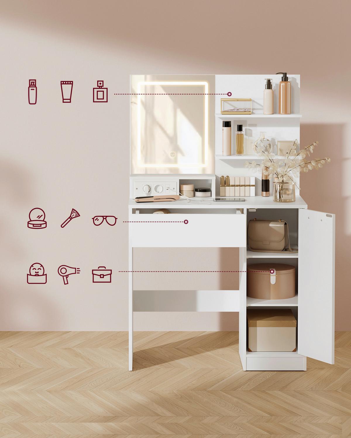 TOALETNÝ STOLÍK BIELA - biela, Trend, kompozitné drevo/sklo (80/120/40cm) - Boxxx