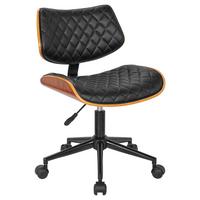 Kancelárska stolička JEFF - čierna/prírodná farba, Lifestyle, kov/drevo (48/76-86/51cm) - Premium Living