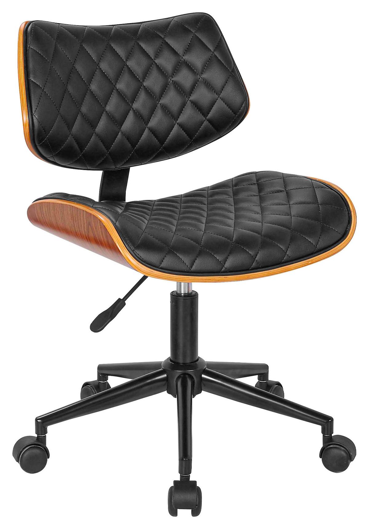 Kancelárska stolička JEFF - čierna/prírodná farba, Lifestyle, kov/drevo (48/76-86/51cm) - Premium Living