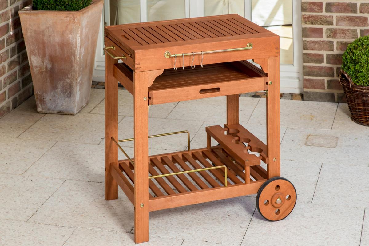 Servierwagen Echtholz Nautrfarben ausziehbar - Naturfarben, KONVENTIONELL, Holz (75/75/84cm) - Gardenson