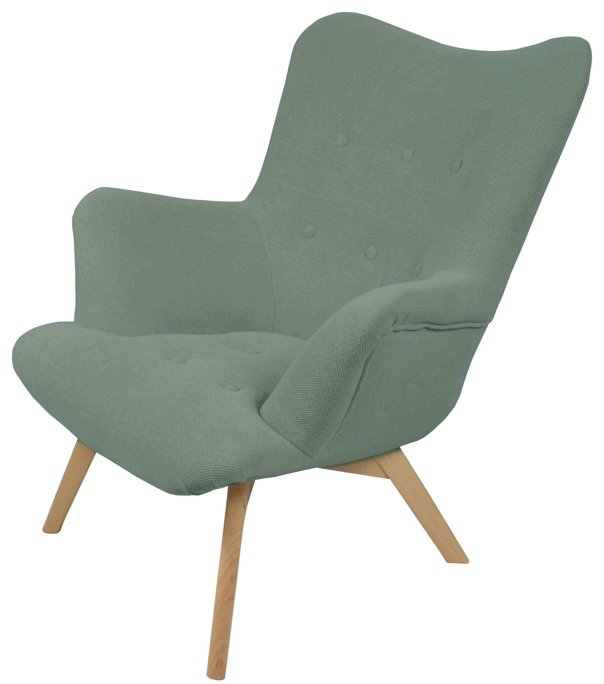Kreslo Safin, zelené SAFIN - prírodná farba/zelená, Modern, drevo/textil (88/92/96cm)