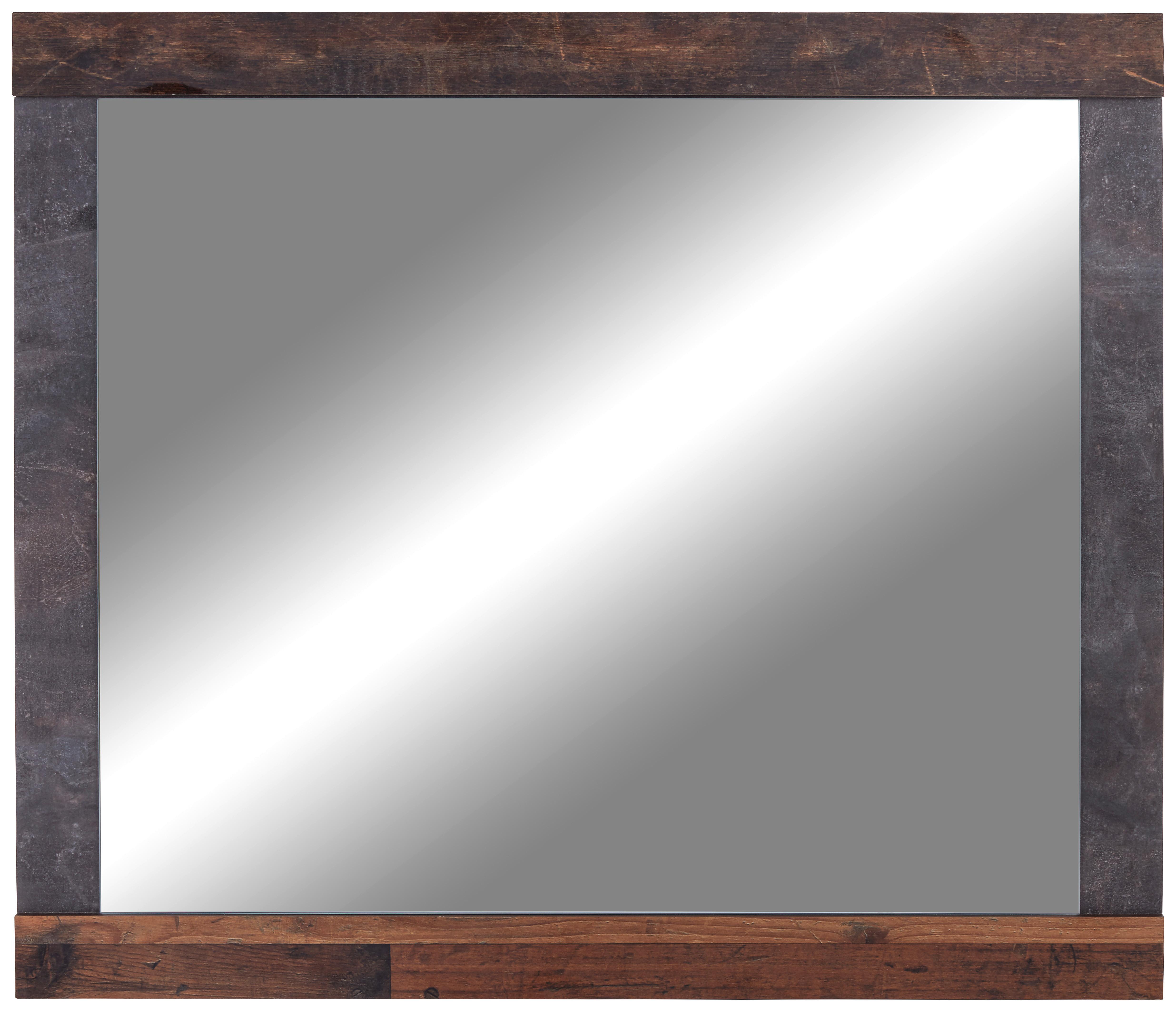 Spiegel Ontario 96x82 cm, Old Style/Betonoptik - Eichefarben/Grau, Trend, Glas/Holzwerkstoff (96/82/2,5cm) - Ondega