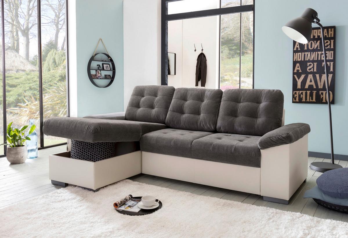 Eckschlafsofa Australia Creme/dunkelgrau S: 148x232 Cm - Dunkelgrau/Creme, MODERN, Textil (148/232cm) - MID.YOU