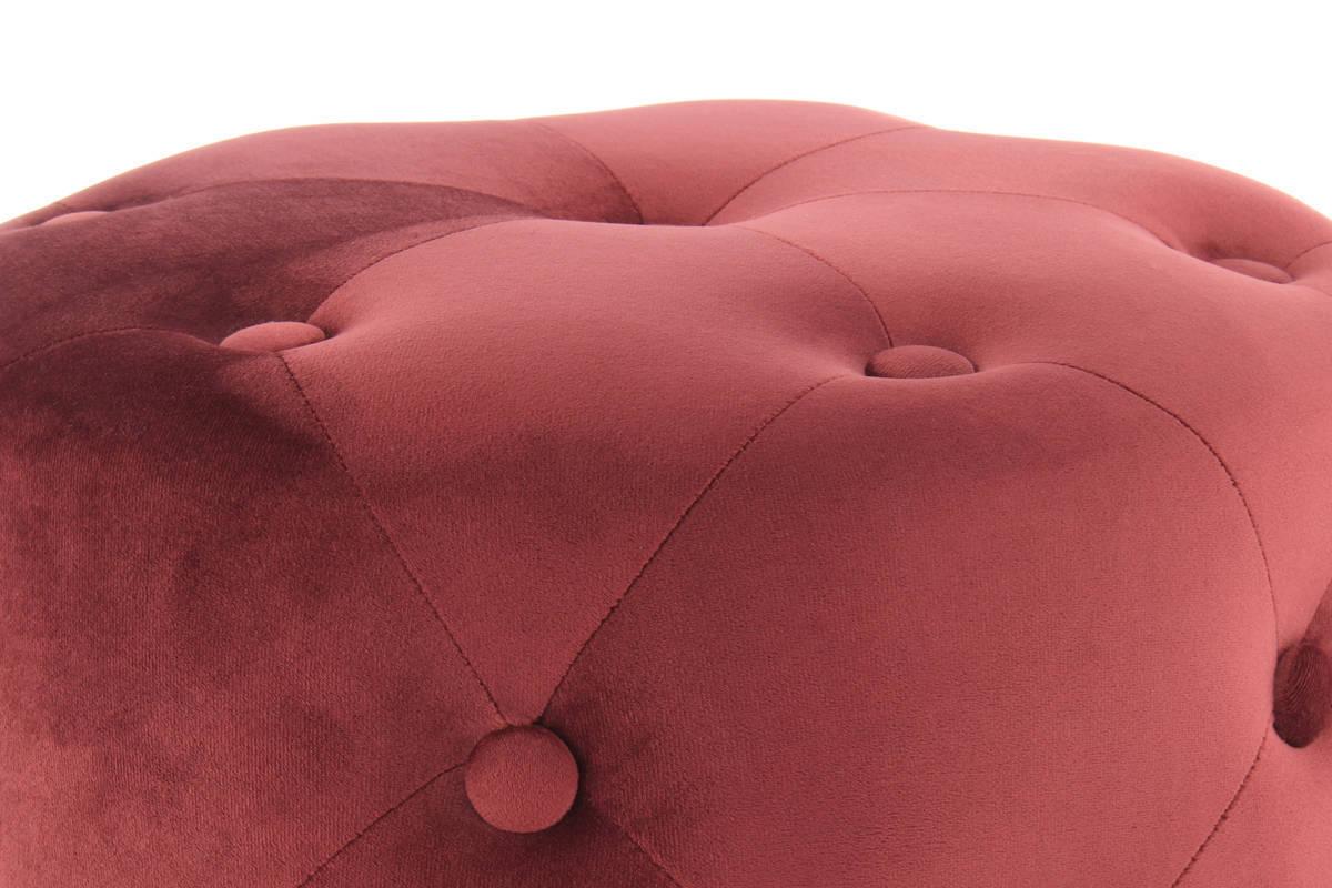 Hocker Pouf Samt Bordeaux/ Goldfarben DxH: 40x40 cm - Bordeaux/Goldfarben, Basics, Holzwerkstoff/Textil (40/40/40cm) - Kayoom