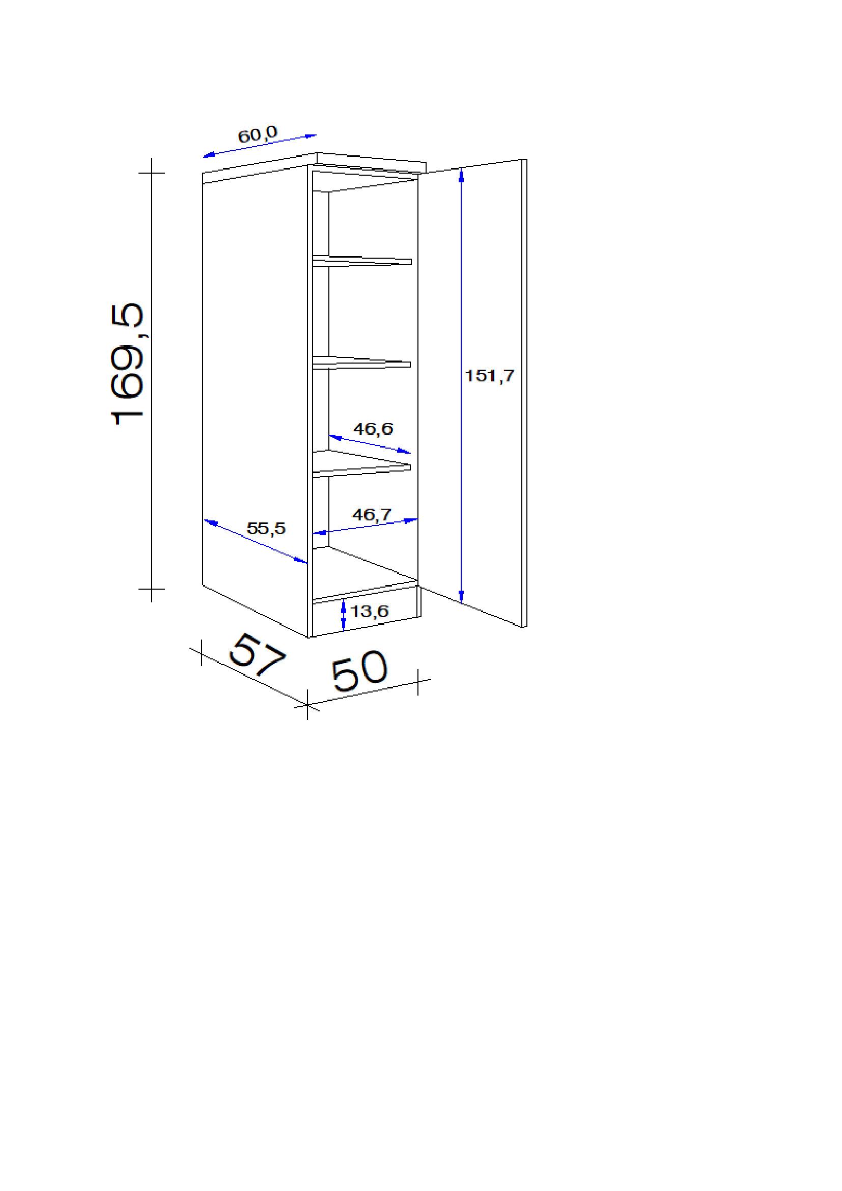 Küchen-Hochschrank Valero B: 50 cm Eiche Dekor/Weiß - Weiß Hochglanz/Sonoma Eiche, KONVENTIONELL, Holzwerkstoff (50/169,5/60cm) - FlexWell