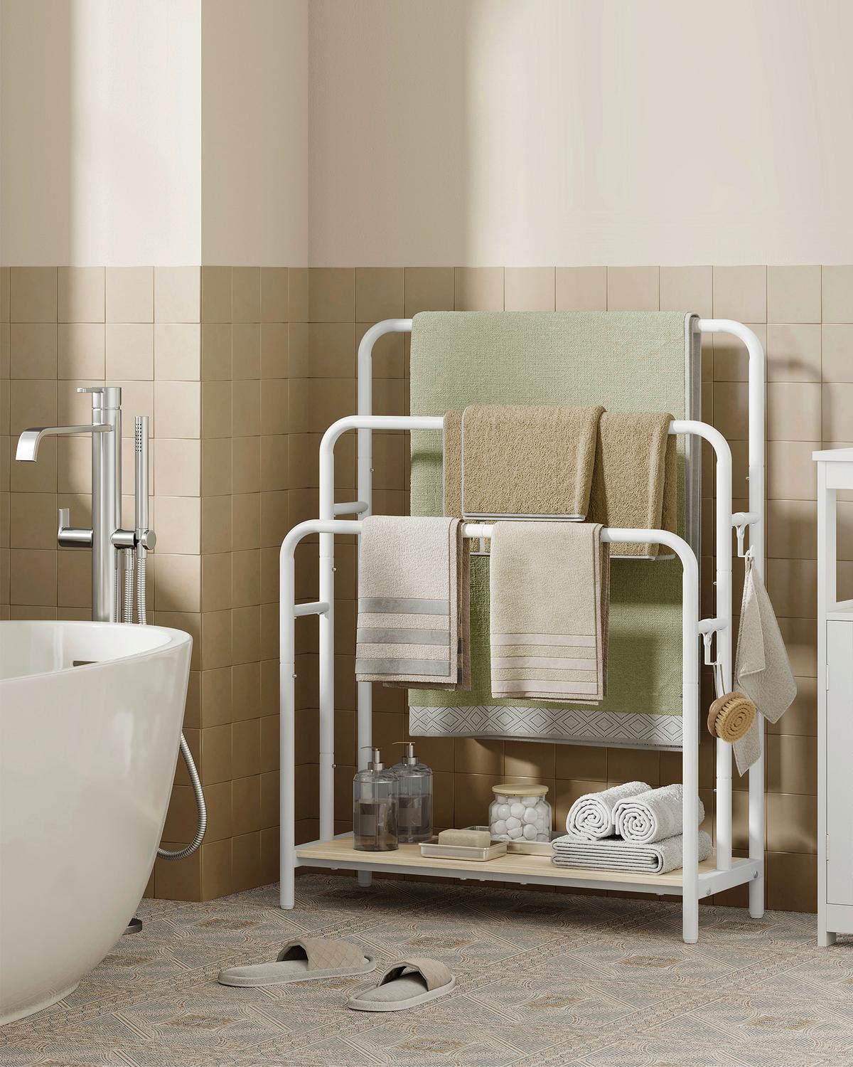 HANDTUCHLEITER BLANKET RACK - Beige/Weiß, MODERN, Holzwerkstoff/Metall (70/101/30cm) - MID.YOU