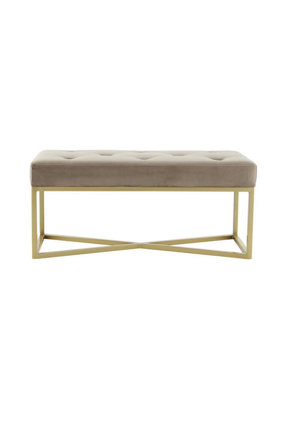 Sitzbank Gep. Taupe/goldf. Cameron B: 90 Cm - Taupe/Goldfarben, Basics, Holzwerkstoff/Kunststoff (90/40/40cm) - Kayoom