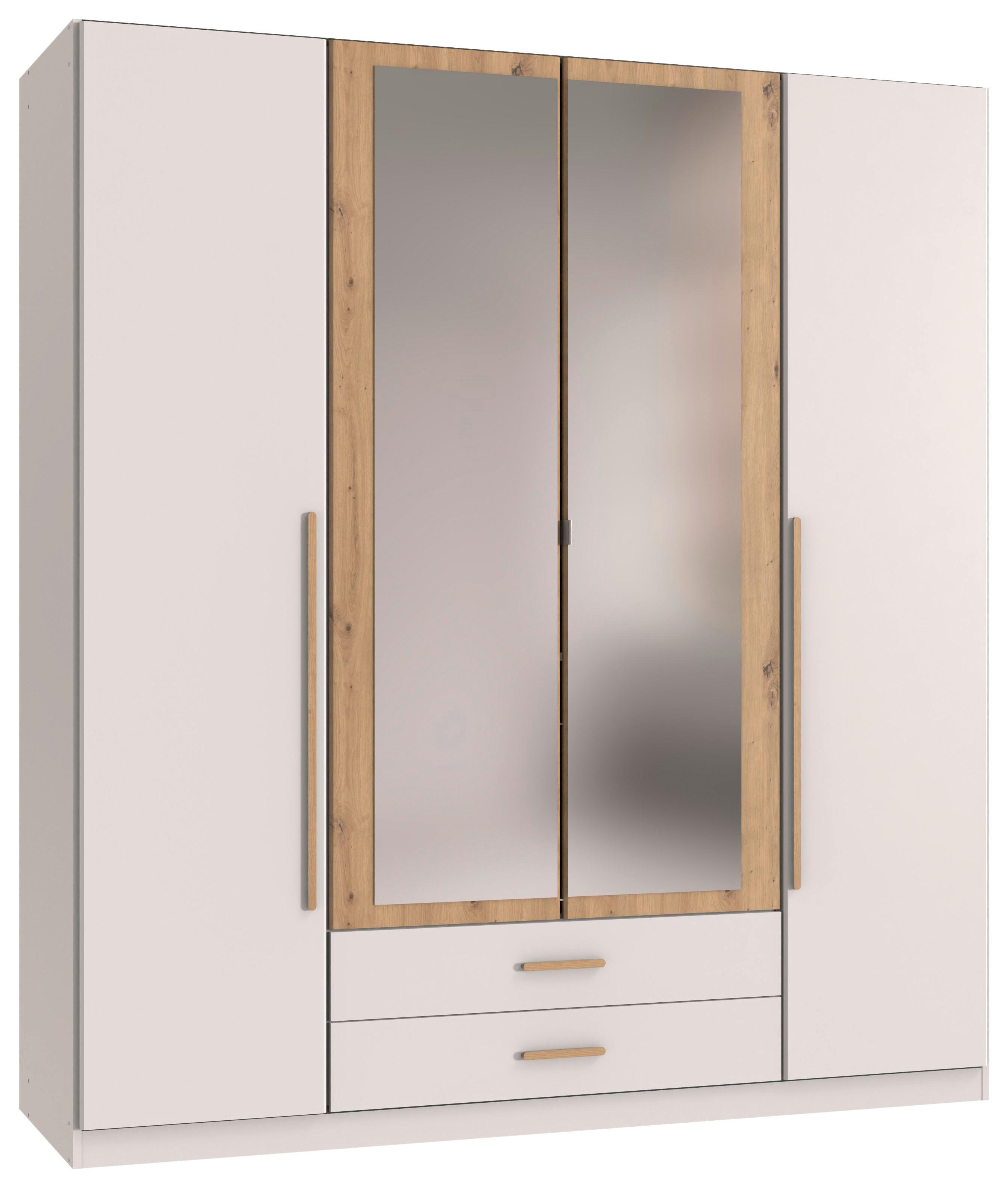 Šatní skříň MARBURG, šířka 180 cm - bílá/dub artisan, Konvenční, kompozitní dřevo/sklo (180/199/58cm) - Mömax