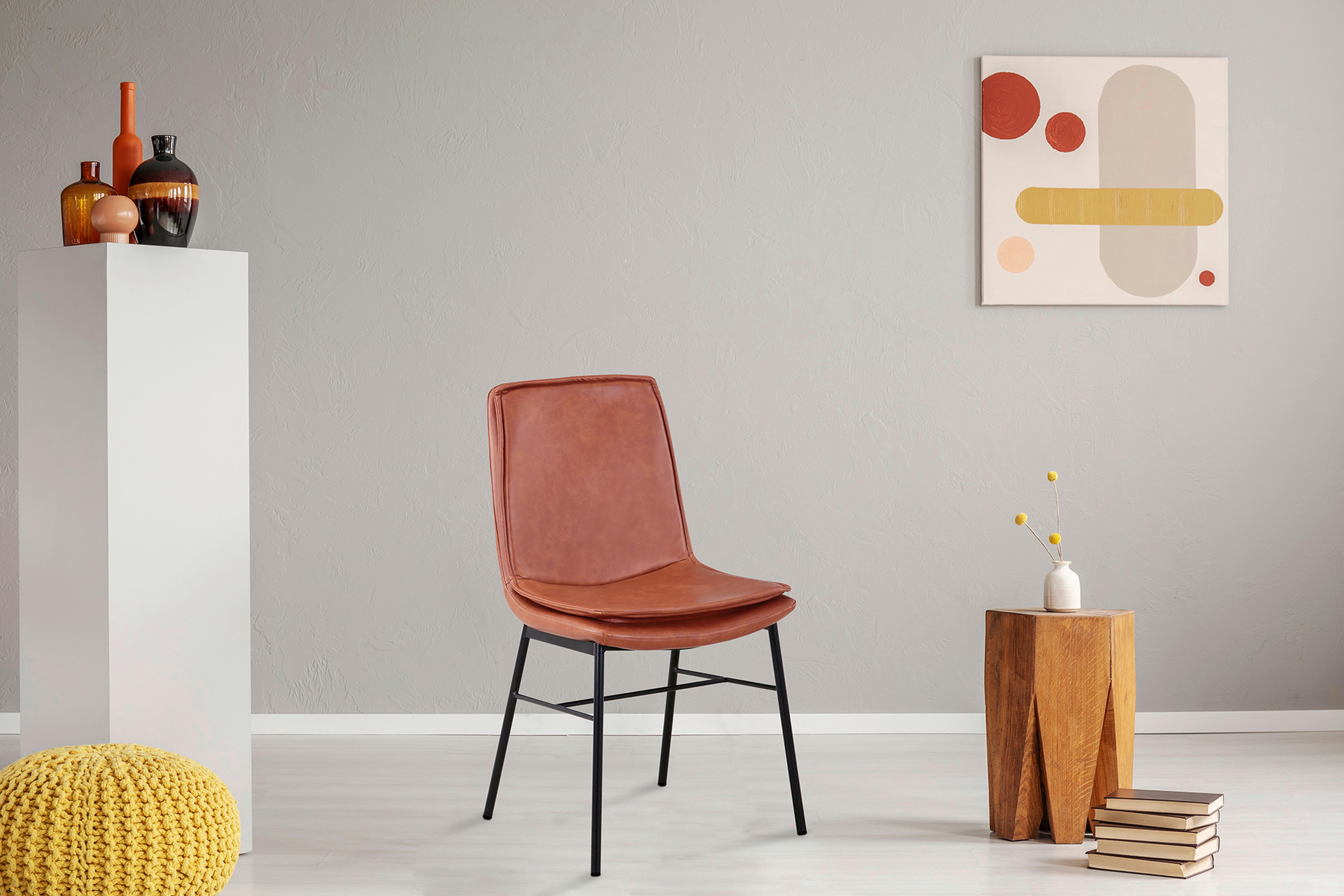 Stuhl-Set Brady 125 Cognacfarben - Cognac, Design, Kunststoff/Metall (46/84/60cm) - Kayoom