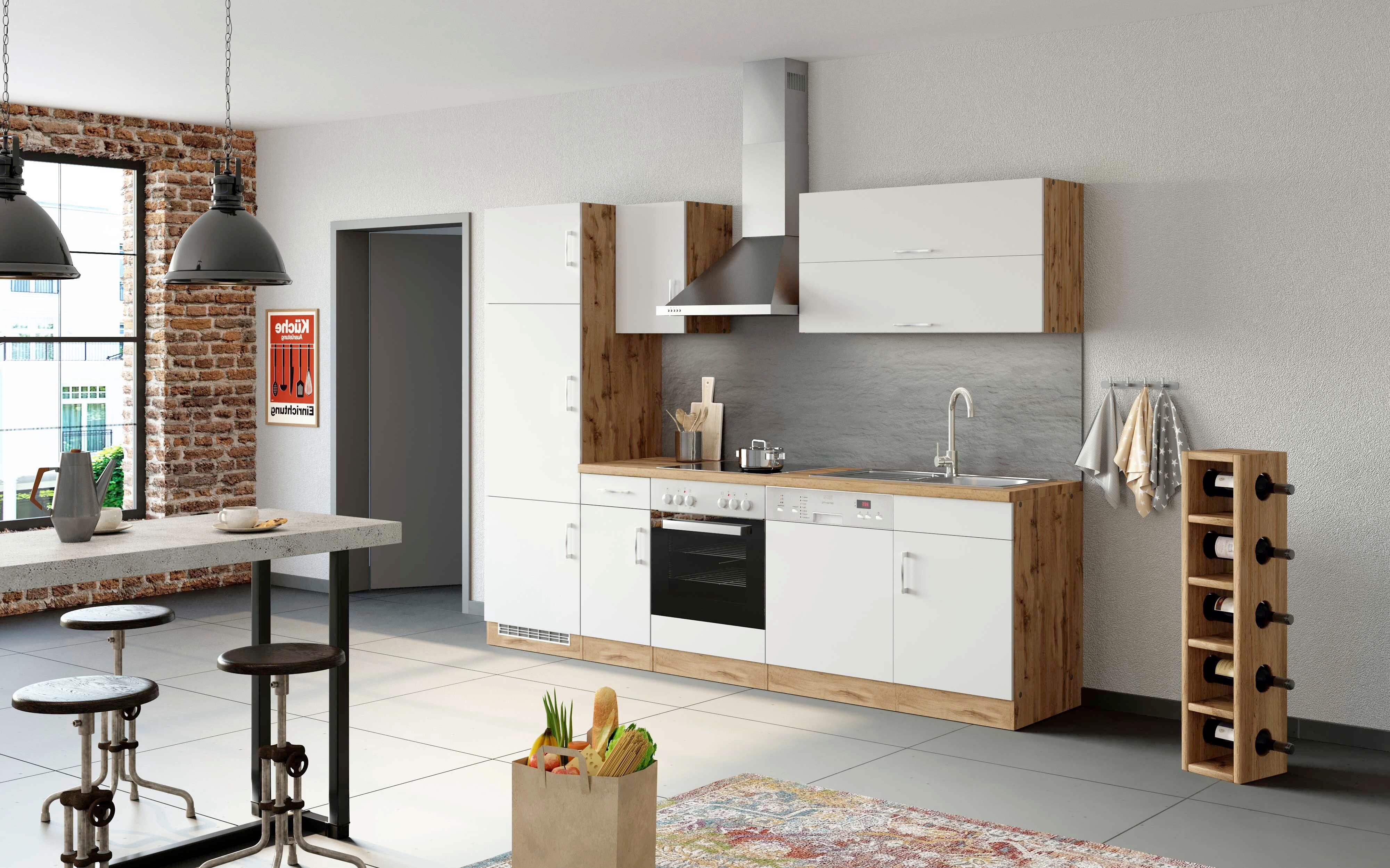 Küchenzeile Sorrento Mit Geräten B: 270 Cm Weiß - Eiche Wotan/Weiß, MODERN, Holzwerkstoff (270cm) - Held