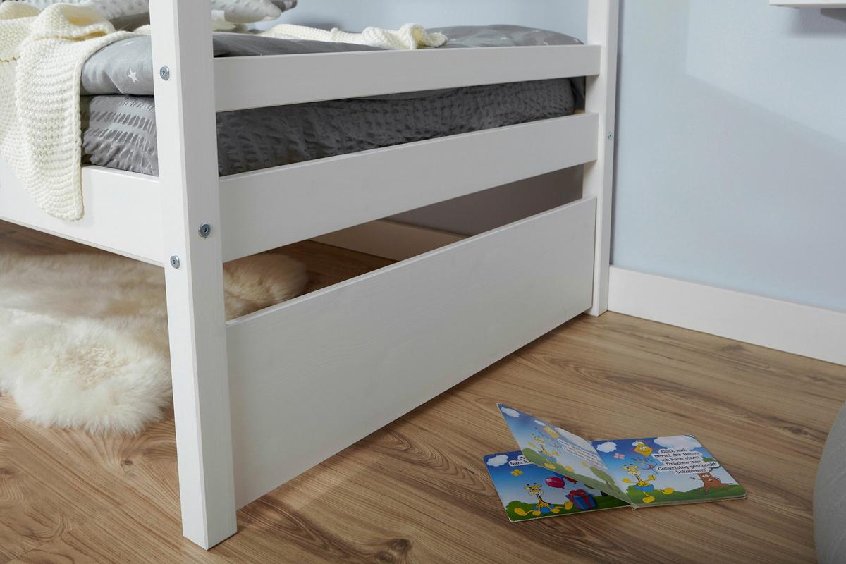 Etagenbett Finn Weiß Kiefer Massiv Mit Leiter - Weiß, MODERN, Holz (90/200cm) - MID.YOU