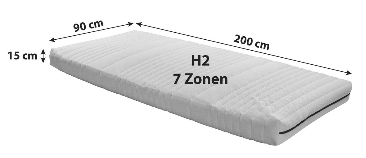 Komfortschaummatratze Flex 90x200 cm H2 H: 15 cm - Weiß, MODERN, Textil (90/200cm) - Livetastic