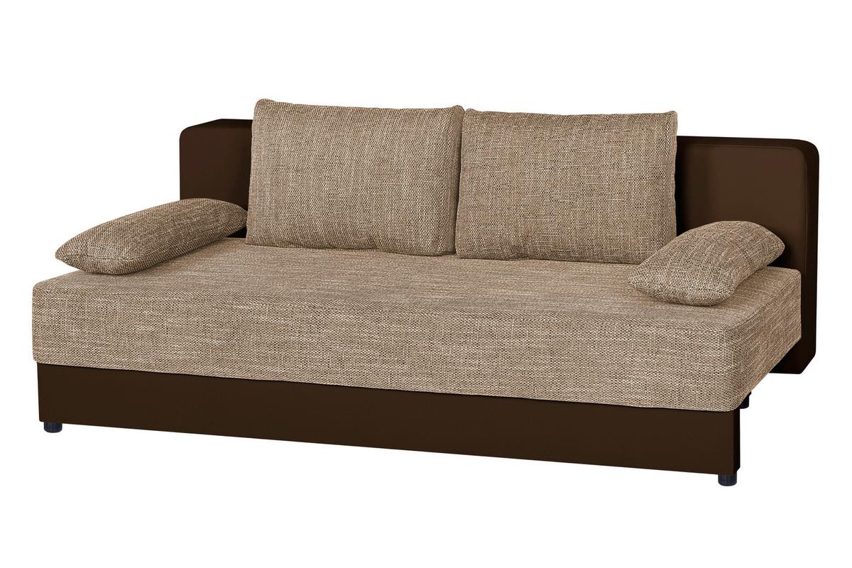 Schlafsofa mit Bettkasten Lucy Mokka/Cappuccino - Schwarz/Mokka, Design, Holzwerkstoff/Textil (200/90/103cm) - P & B